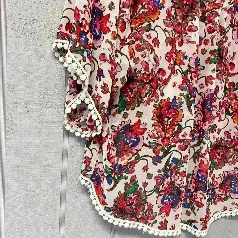 My Story Womens Button Up Cropped Blouse Size Large - Picture 5 of 7